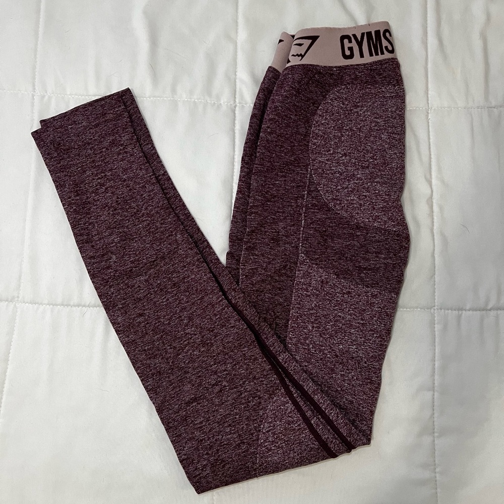 Gymshark Flex Leggings - Dark Ruby Marl/Blush Nude